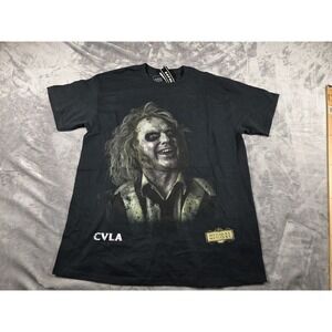 NWT Beetlejuice Michael Keaton Short Sleeve Cotton Black T-Shirt Adult Small